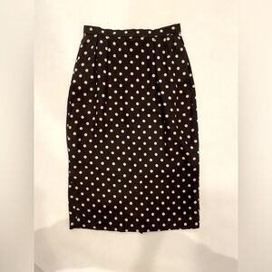 Vintage Polka Dot Linen Pencil Skirt